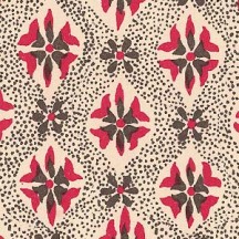Red and Brown Stamped Flower Print Italian Paper ~ Carta Varese Italy